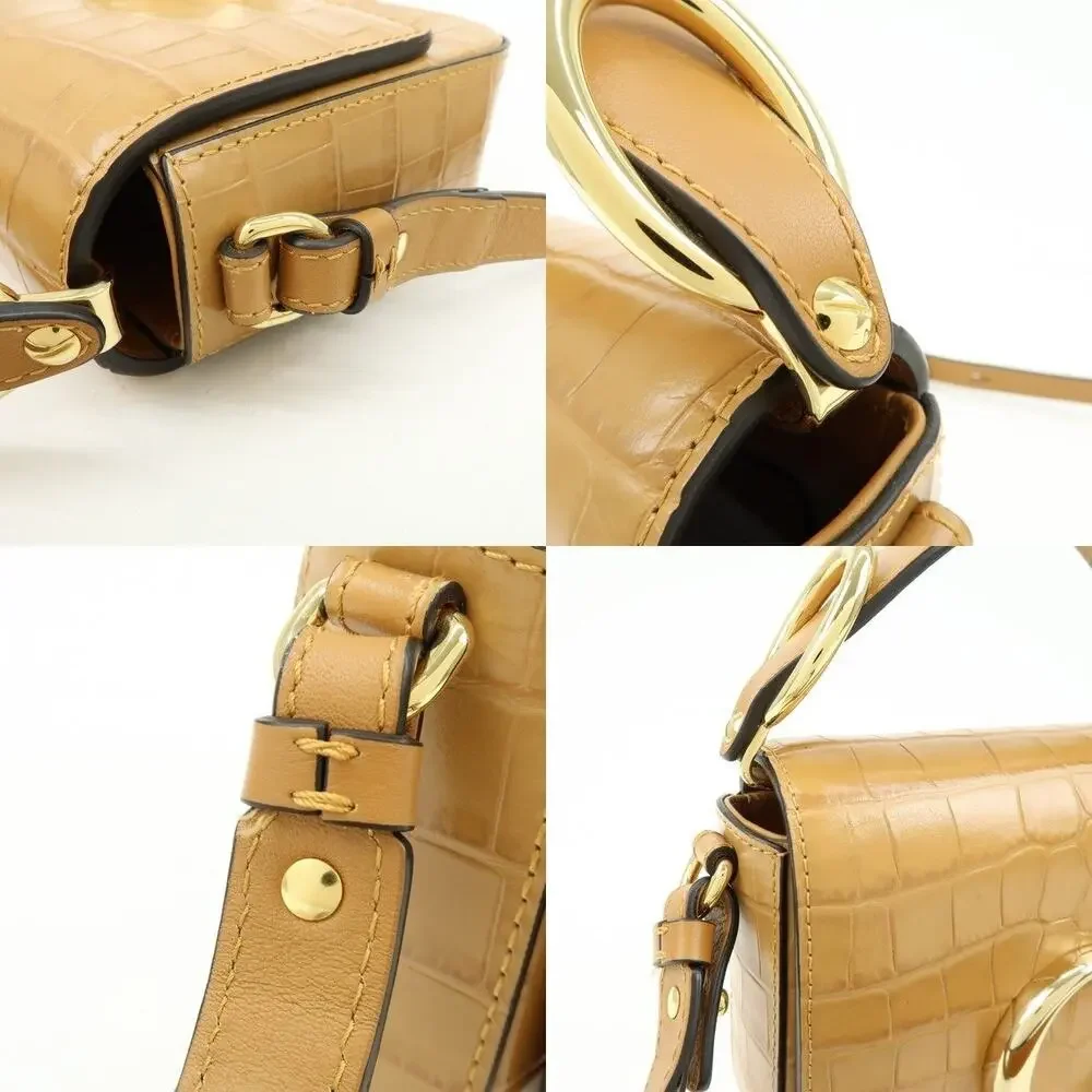 Chloe C Croc-Embossed Calfskin Handbag Beige